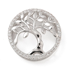 Платина Латунная стойка с микропаве из прозрачного кубического циркония, долговечный, без свинца и без кадмия, плоские круглые с деревом, платина, 21x5.5 мм, отверстие : 6.5x1 мм