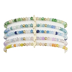 (52) Непрозрачная лаванда Браслеты из немагнитного синтетического гематита и стеклянных бусин с молнией, разноцветные, внутренний диаметр: 2-1/8 дюйм (5.5 см)