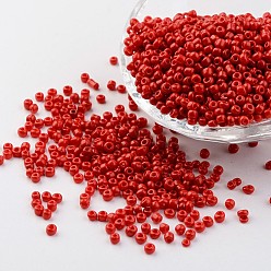 Красный 8/0 3мм стеклянные бусины с покрытием из запекаемой краски, свободные разделительные бусины, красные, 3 мм, отверстие : 1 мм, Около 962 шт / 50 г