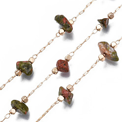 Темно-оливково-зеленый Латунные скрепки, без никеля , с унакитовыми чипсами, несварные, реальный 16 k позолоченный, темно-оливковый зеленый, 3~13x3~9x2~5 мм