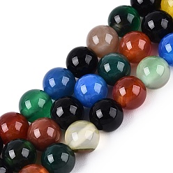 (52) Непрозрачная лаванда Бусины из натурального агата (окрашенные и нагретые), гладкий круглый, разноцветные, 6~6.5 мм, отверстие : 0.8~0.9 мм, около 62 шт / нитка, 14.57'' (37 см)