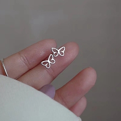 Бабочка Сплав серьги для женщин, с 925 стерлинговым серебром, бабочка, 14.5 мм