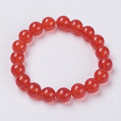 Красный Браслет из натурального нефрита из бисера, окрашенные, круглые, красные, 2 дюйм (5 см), бусины : 8 мм, около 22 шт / нитка