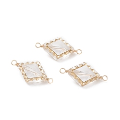 Light Gold Acrylic Links Connector, with  Copper Wire, Diamond, Light Gold, 27x14x9mm, Hole: 2.3mm