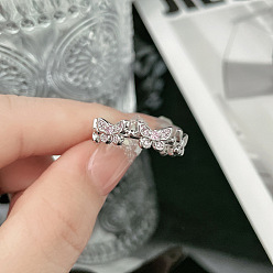 Бледно-Розовый Бабочка из латуни со стразами регулируемые манжеты для женщин, платина, розовый жемчуг, внутренний диаметр: регулируемый