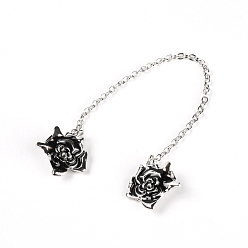 Античное Серебро Винтажные зажимы для свитера из сплава, зажим для воротника кардигана, роза, античное серебро, 200 мм