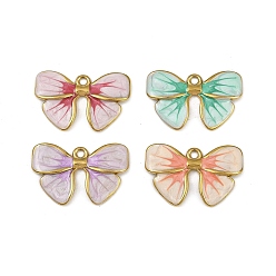 (52) Непрозрачная лаванда 304 нержавеющей стальной эмали подвески, очарование бантом, ионное покрытие (ip), реальный 18 k позолоченный, разноцветные, 16.5x25.5x2.5 мм, отверстие : 1.8 мм