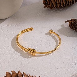 Настоящее золото 18K 304 женские браслеты с открытыми манжетами из нержавеющей стали, реальный 18 k позолоченный, внутренний диаметр: 2.40 дюйм (6.1 см)