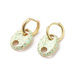 Светло-зеленый Овальные серьги-кольца из настоящей позолоченной латуни 18k, с эмалью, светло-зеленый, 21.5x11.5 мм