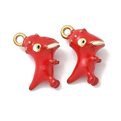 Настоящее золото 18K 304 нержавеющей стальной эмали подвески, ионное покрытие (ip), динозавр, реальный 18 k позолоченный, 15x9.5x6 мм, отверстие : 1.5 мм