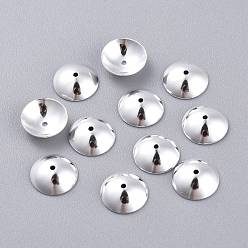Серебро 201 из нержавеющей стали шарик крышки, безлепестковый, полукруглый, серебряные, 8x2.5 мм, отверстие : 0.8 мм