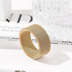 Золотой 201 палец кольца из нержавеющей стали, широкое кольцо для унисекс, ионное покрытие (ip), золотые, 10 мм, внутренний диаметр: 20 мм