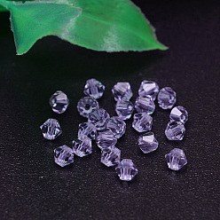 Lilac Faceted Imitation Austrian Crystal Bead Strands, Grade AAA, Bicone, Lilac, 6x6mm, Hole: 0.7~0.9mm, about 360pcs/bag