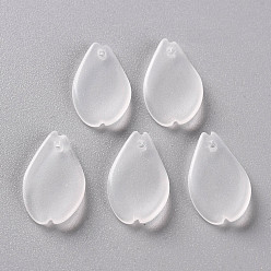 Белый Дым Окрашенного распылением стеклянные подвески, Petaline, серый, 16x9.5x2 мм, отверстие : 1 мм