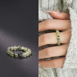 Другие Нефриты Эластичные кольца из натурального нефрита, круглые, бусины : 4 мм, внутренний диаметр: регулируемый