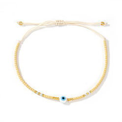 Кукурузный Шелк Плетеные браслеты из стеклянных бус, ювелирные изделия из смолы от сглаза для дружбы пары, цвет колоса кукурузы, внутренний диаметр: 11 дюйм (28 см)