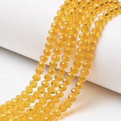 Orange Glass Beads Strands, Faceted, Rondelle, Orange, 6x5mm, Hole: 1mm, about 83~85pcs/strand, 38~39cm
