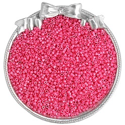 Темно-Розовый Стеклянный бисер непрозрачных цветов, плоско-круглые, темно-розовыми, 2 мм, о 1100 шт / комплект