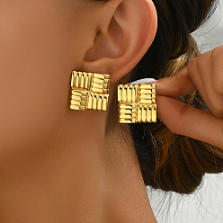 Квадрат Квадратные серьги с геометрическим узором для женщин, 201 нержавеющая сталь, Универсальный и элегантный, квадратный, 22x22 мм