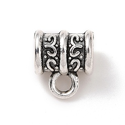 Antique Silver Tibetan Style Alloy Tube Bails, Loop Bails, Hanger Links, Column, Antique Silver, 10x9x6.5mm, Hole: 2mm, Inner Diameter: 4mm, 526Pcs/500g