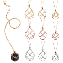 (52) Непрозрачная лаванда 9 шт 3 цвета латунные макраме мешочки ожерелья, с 304 фурнитурой из нержавеющей стали, разноцветные, 20.08~24.02 дюйм (51~61 см), 3 шт / цвет