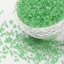 Lime Green 12/0 Glass Seed Beads, Inside Colors, Lime Green, 2mm, about 30000pcs/pound