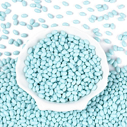 Небесно-голубой Выпечка краска стеклянные бусины, овальные, голубой, 7x4~4.5 мм, отверстие : 0.9 мм, Около 2500 шт / фунт