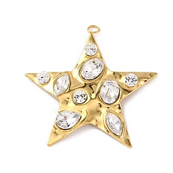 Звезда 304 кубический стальные подвески из нержавеющей диоксида циркония, золотые, звезда, 42.5x42.5x5 мм, отверстие : 2x3 мм