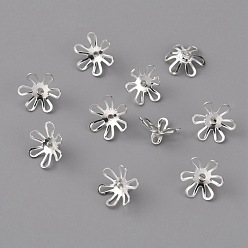 Silver Brass Bead Cap Pendant Bails, for Globe Glass Bubble Cover Pendant Making, Flower, Silver, 5.5x10~11mm, Hole: 1.4mm