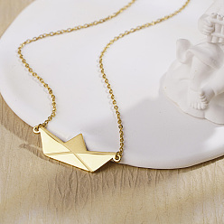 Золотой Персонализированные подвески в форме бумажных корабликов из нержавеющей стали для женщин, повседневный подарок, золотые, 16.54 дюйм (42 см)