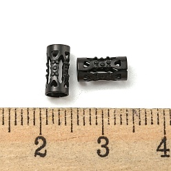 Black Hollow 304 Stainless Steel Beads, Column, Black, 8x4mm, Hole: 3mm