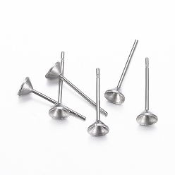 Нержавеющая Сталь Цвет Не тускнеет 304 серьги-гвоздики из нержавеющей стали, цвет нержавеющей стали, пригодный для стразов 3.5 мм, 4x2 мм, штифты : 0.8 мм