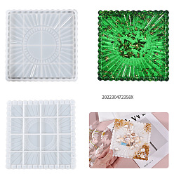 Square Silicone Coaster Molds Tray Molds, Resin Casting Molds, For UV Resin, Epoxy Resin Craft Making, Square, 149x149x14mm