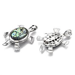 Платина Брошь из ракушек морского ушка / пауа, со смоляным дном и выводами из сплава, черепаха, платина, 56x37.5x13 мм, отверстие : 9x5 мм