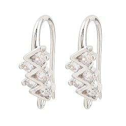 Платина Серьги горный хрусталь латунь крючки, платина, 15x5 мм, отверстие : 1.4 мм