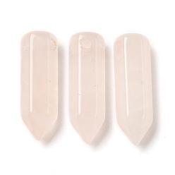 Розовый Кварц Естественно розового кварца отметил кулоны, граненые подвески в форме пули, 20~20.5x6.5~7x6~6.5 мм, отверстие : 1.6 мм