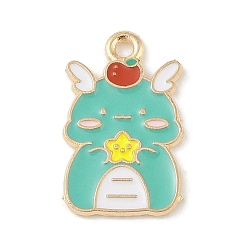 Бирюза Подвески из эмали и сплава, золотой свет, очарование дракона, бирюзовые, 21x13x1.5 мм, отверстие : 1.8 мм