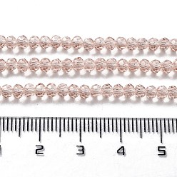 Salmon Glass Beads Strands, Faceted, Rondelle, Salmon, 3.5x3mm, Hole: 0.4mm, about 123~127pcs/strand, 13.78 inch~14.17 inch(35~36cm)