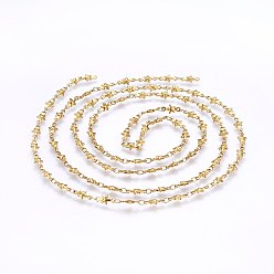 Golden 304 Stainless Steel Links Chains, Unwelded, Golden, 5mm