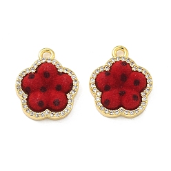 Цветок Латунные микро проложить кубического циркония подвески, со смолой и бархатом, долговечный, без кадмия и без свинца, стойки покрытие, реальный 18 k позолоченный, цветок, 16.5x14x4.5 мм, отверстие : 1.5 мм