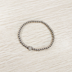 Letter X 304 эластичные браслеты из нержавеющей стали для женщин, сердце с письмом, цвет нержавеющей стали, Письмо X, внутренний диаметр: 2.24 дюйм (5.7 см)