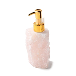 Розовый Кварц Бутылки из необработанного натурального розового кварца с насосом-прессом, с пластиковой насадкой для нанесения покрытия, многоразовая бутылка, для косметики, эмульсия эфирного масла, 53~70x42~64x143~150 мм