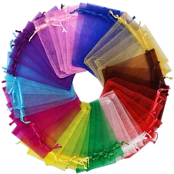 (52) Непрозрачная лаванда Сумка для рукоделия из органзы на шнурке, на день рождения валентинки свадьба упаковка конфет, разноцветные, 9x7 см