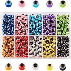Gemischte Farbe Runde bösen Blick Harzkügelchen, Gemischte Farbe, 8x7 mm, Bohrung: 1.8~2 mm, 550~650 Stück / Karton