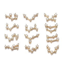 Constellation Кулоны из латуни с прозрачным фианитом, долговечный, реальный 18 k позолоченный, созвездие, 7~12x14~17x2.5 мм, отверстие : 0.7 мм