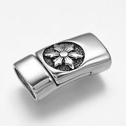 Античное Серебро 304 магнитные застежки из нержавеющей стали с клеевыми концами, Прямоугольник со снежинкой, античное серебро, 29.5x16x8.5 мм, отверстие : 7x13 мм