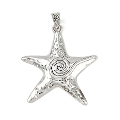 Морская звезда Тибетский сплав стиля большие кулоны, античное серебро, морская звезда, 77x72x5 мм, отверстие : 11x5 мм