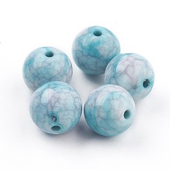 Светло-Синий Бисера треск акриловые, бусы из искусственного камня, круглые, голубой, 12.5~13 мм, Отверстие : 2 мм , около 340 шт / 500 г