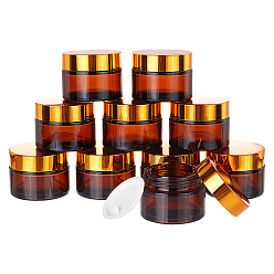Coconut Brown Glass Cream Jar, with PP Screw Cover, Refillable Cosmetic Bottle, Column, Coconut Brown, 52x39.5mm, Hole: 36mm, Capacity: 30ml(1.01 fl. oz)