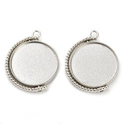 Платина Цинк настройками подвески сплава кабошон, поворотные подвесные безели, плоско-круглые, платина, лоток : 25 мм, 36x29.5x3.5 мм, отверстие : 2.5 мм